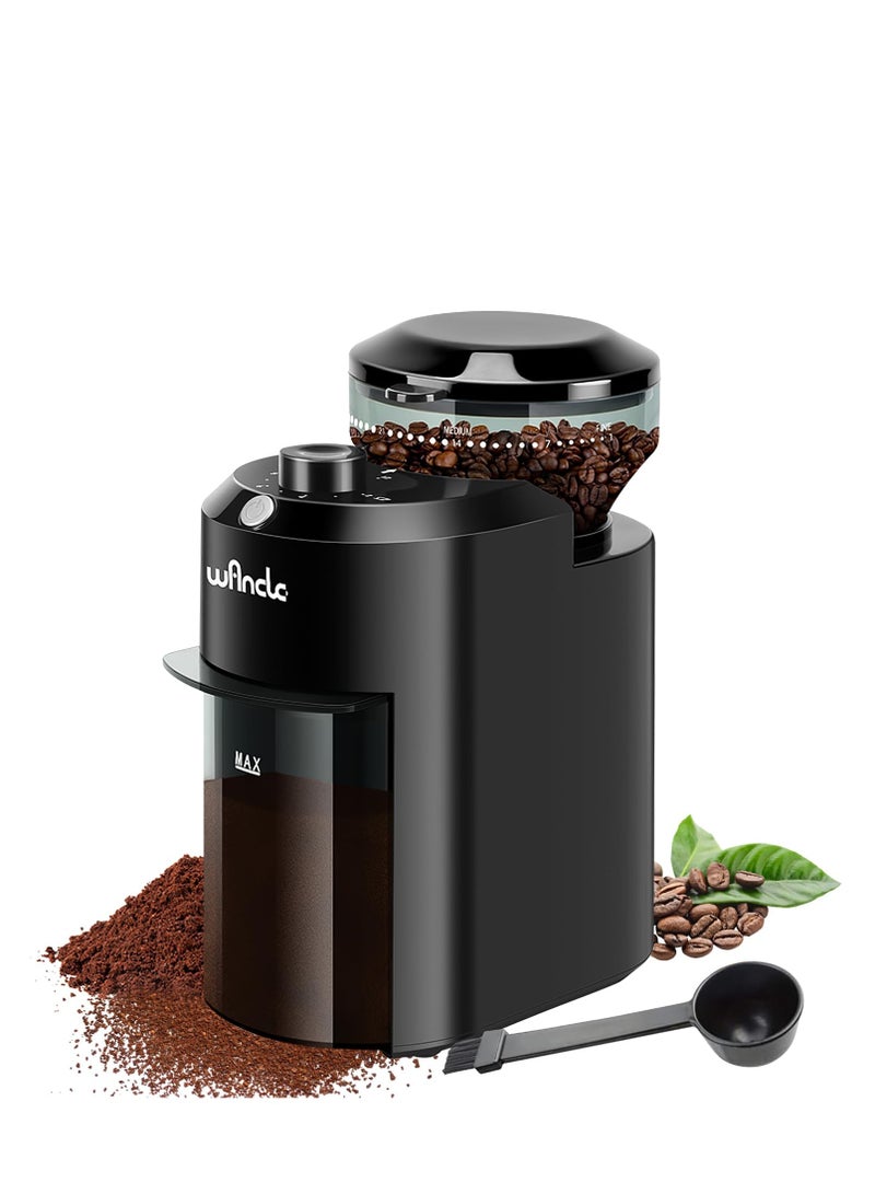 وانكل مطحنة قهوة كهربائية - قابلة للتعديل مع 28 إعداد طحن دقيق لـ 12 كوبًا - مطحنة حبوب قهوة احترافية (بلاستيك، أسود) - Image 1