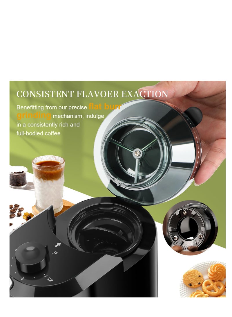 وانكل مطحنة قهوة كهربائية - قابلة للتعديل مع 28 إعداد طحن دقيق لـ 12 كوبًا - مطحنة حبوب قهوة احترافية (بلاستيك، أسود) - Image 3