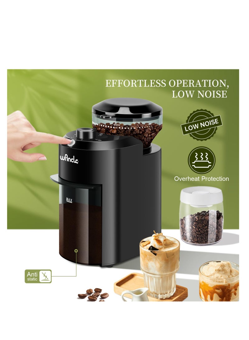 وانكل مطحنة قهوة كهربائية - قابلة للتعديل مع 28 إعداد طحن دقيق لـ 12 كوبًا - مطحنة حبوب قهوة احترافية (بلاستيك، أسود) - Image 5
