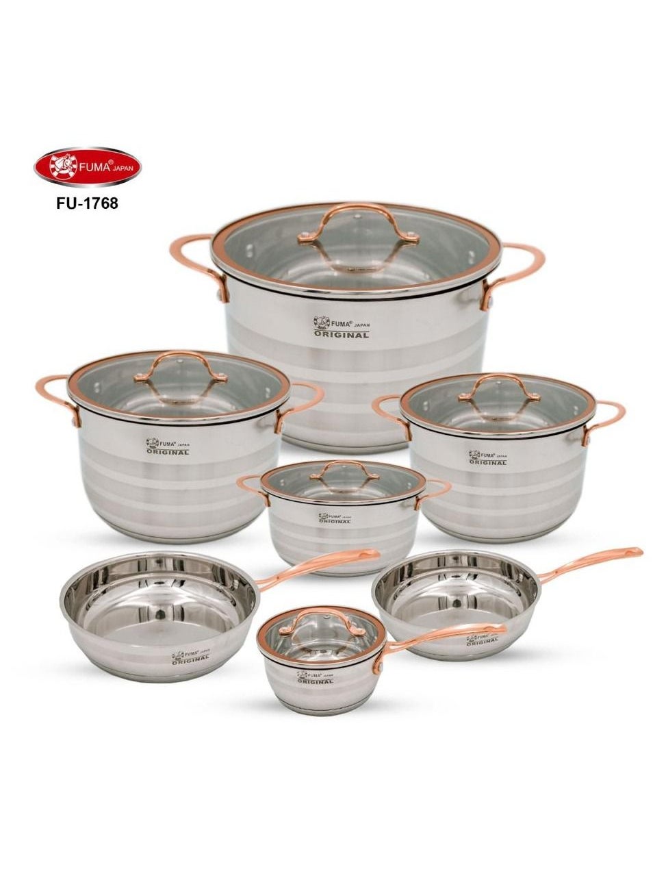 12 PCS COOKWARE SET STAINLESS STEEL GOLD 