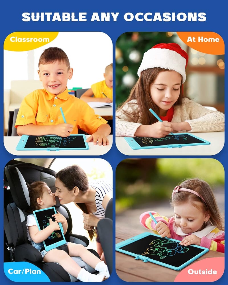 bravokids ألعاب برافوكيدز للأطفال من 3 إلى 6 سنوات (بنات وأولاد)، لوح كتابة LCD بحجم 10 بوصات، لوحة رسم إلكترونية، هدية عيد ميلاد تعليمية للأطفال من 3 إلى 8 سنوات (أزرق) - Image 5