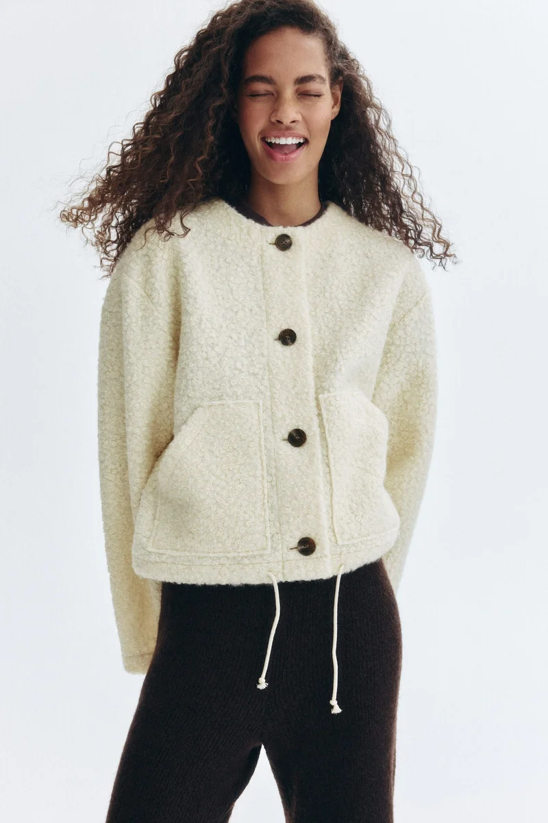 اتش اند ام جاكيت من نسيج تيدي