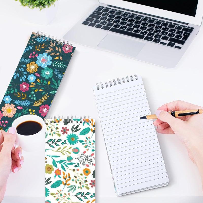 Resurhang 6 Pcs Reporters Notebook, 8.4 x 3.75 Inch Top Bound Spiral Shopping List Notepads Hardcover Skinny Notepads for Work, Shopping List and Class(Retro) - Image 3
