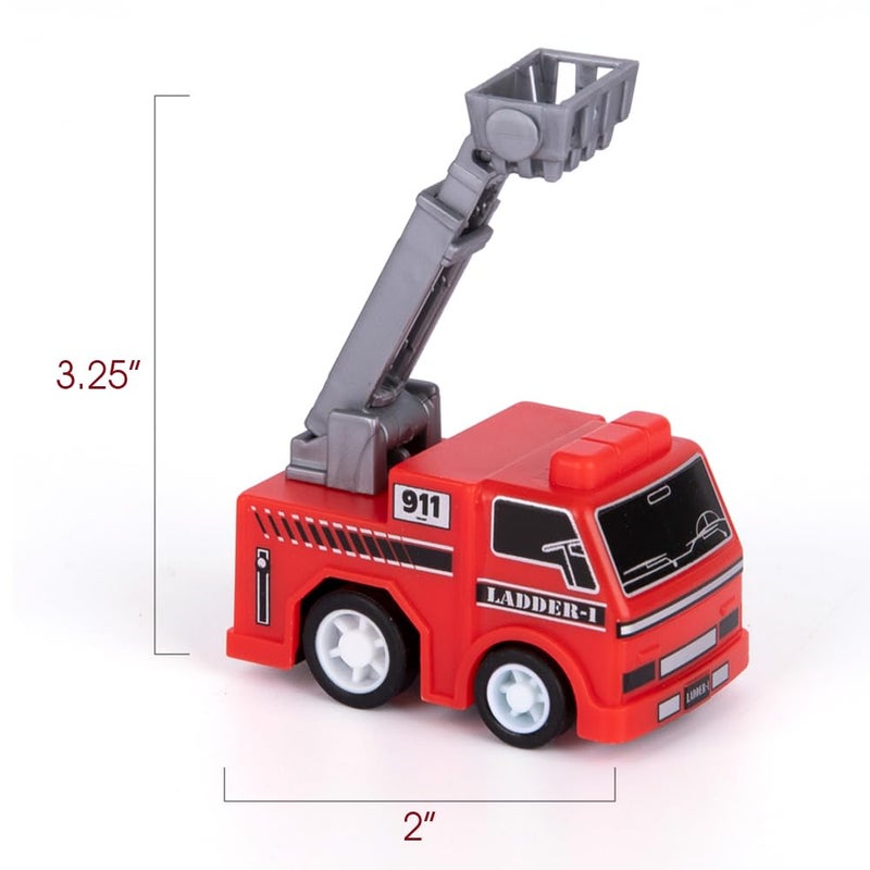 ArtCreativity Mini Pullback Fire Truck Toys (Bulk Pack of 24) Firefighter Birthday Party Supplies, Firetruck and Fireman Party Favors, Goodie Bag Fillers for Kids Ages 3+ - Image 3