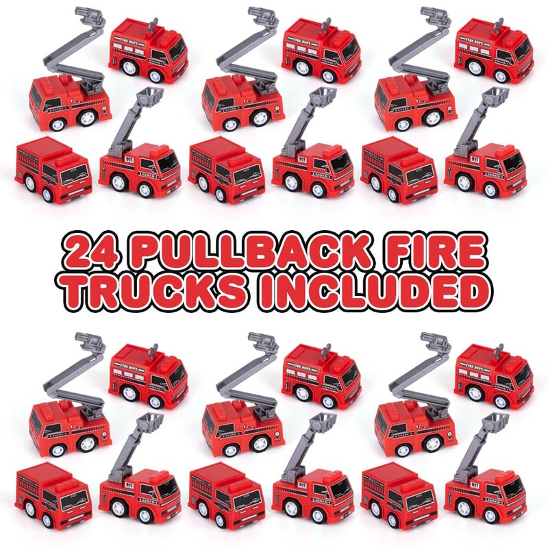 ArtCreativity Mini Pullback Fire Truck Toys (Bulk Pack of 24) Firefighter Birthday Party Supplies, Firetruck and Fireman Party Favors, Goodie Bag Fillers for Kids Ages 3+ - Image 2