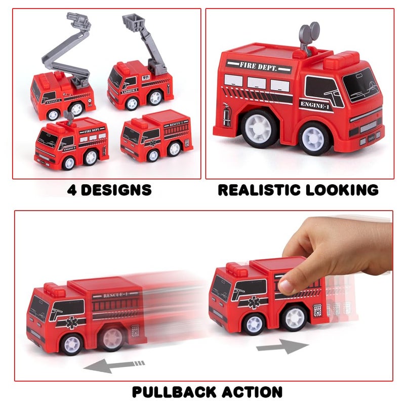 ArtCreativity Mini Pullback Fire Truck Toys (Bulk Pack of 24) Firefighter Birthday Party Supplies, Firetruck and Fireman Party Favors, Goodie Bag Fillers for Kids Ages 3+ - Image 4