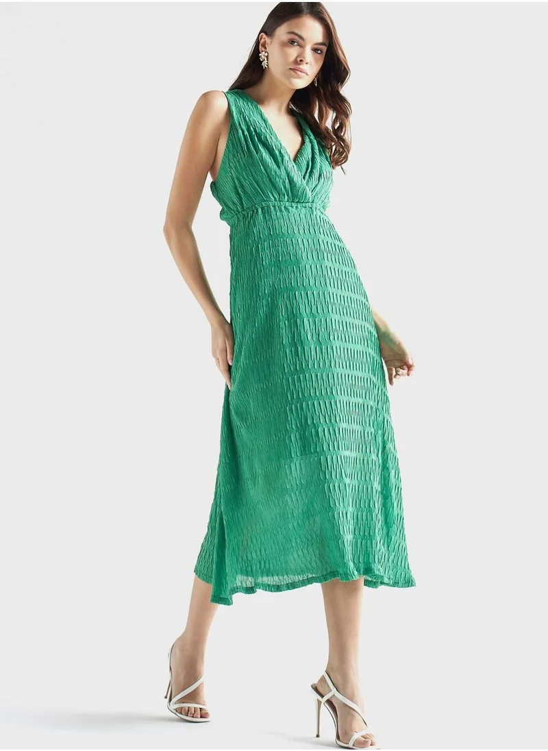 Splash FAV Surplice Neck Crinkled Dress