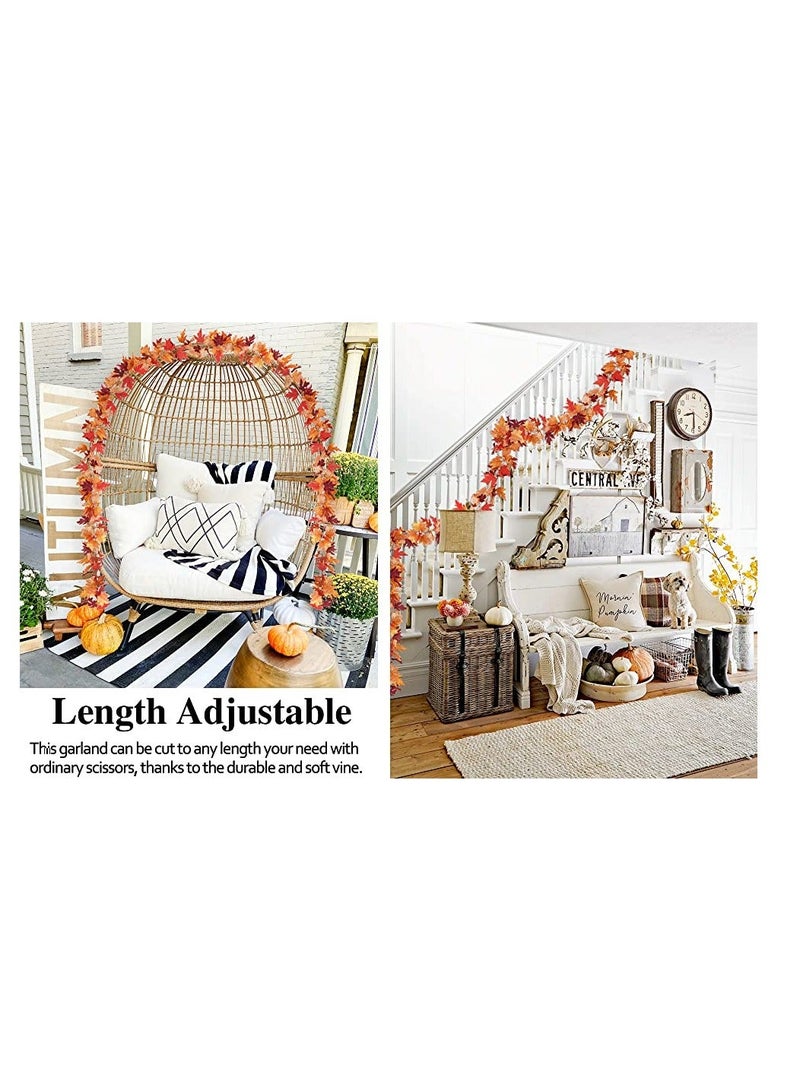 Y&D 2 Pack Fall Garland Leaf Foliage Mantle Vine Decor Artificial Autumn Decoration for Home Front Door  - Image 2
