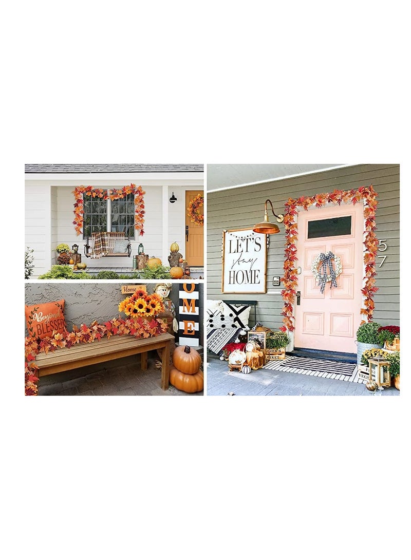 Y&D 2 Pack Fall Garland Leaf Foliage Mantle Vine Decor Artificial Autumn Decoration for Home Front Door  - Image 5