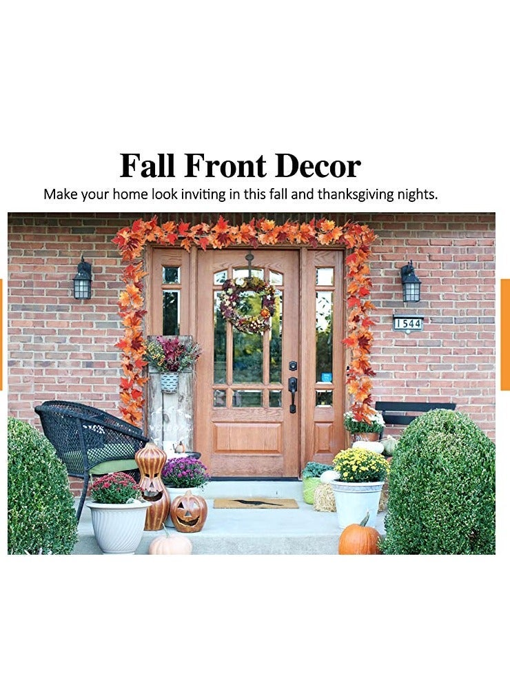 Y&D 2 Pack Fall Garland Leaf Foliage Mantle Vine Decor Artificial Autumn Decoration for Home Front Door  - Image 3