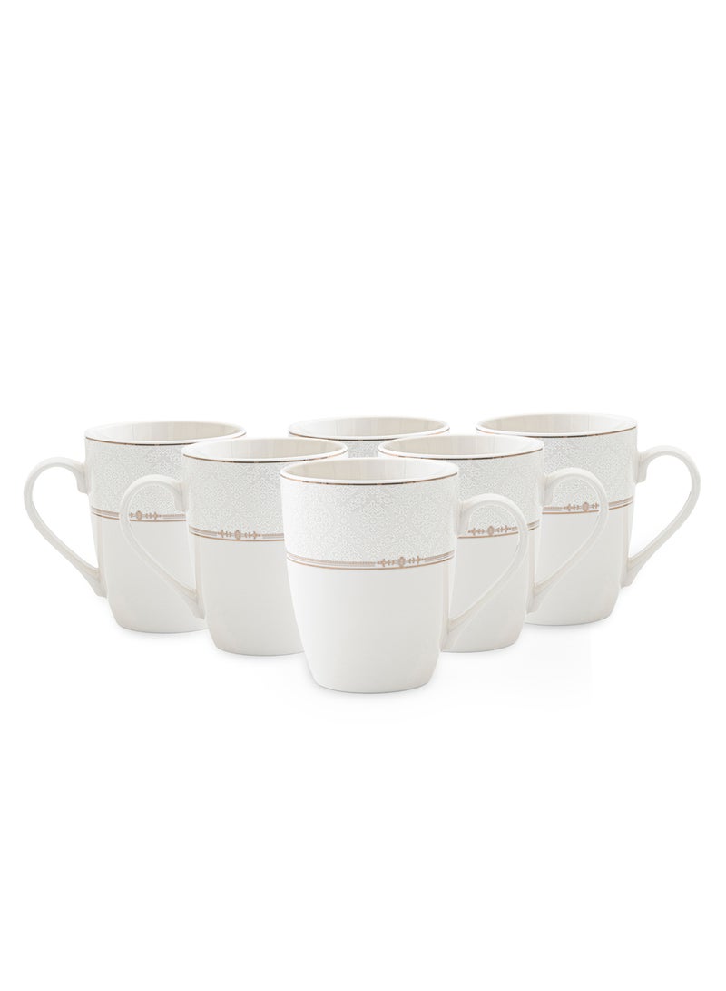 Shallow ISLA New Bone China Mug 355 ml – Classic White Coffee & Tea Mug for Daily Use, Brunch, Coffee Station, Ramadan, Eid, Diwali & Gifting (Set of 6) - Image 1