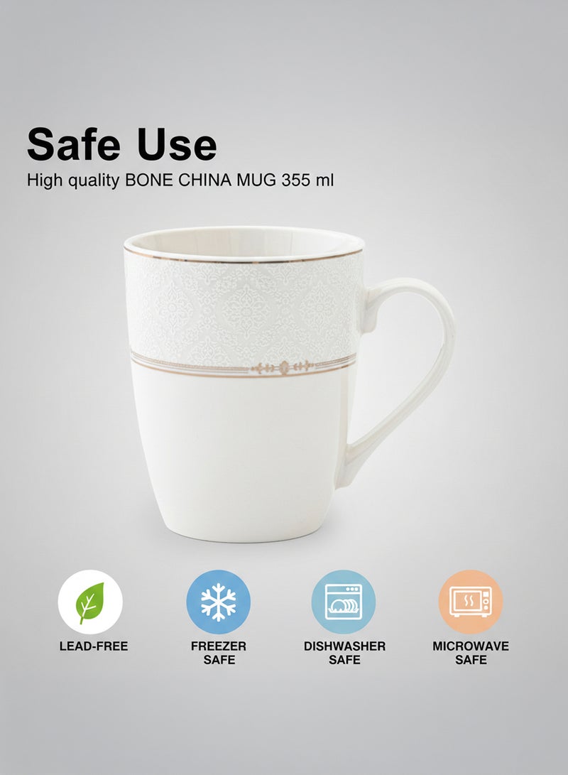 Shallow ISLA New Bone China Mug 355 ml – Classic White Coffee & Tea Mug for Daily Use, Brunch, Coffee Station, Ramadan, Eid, Diwali & Gifting (Set of 6) - Image 5