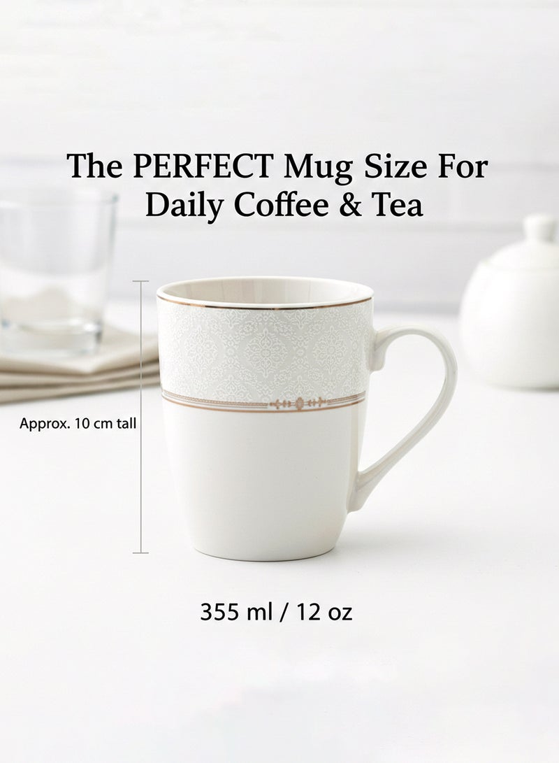 Shallow ISLA New Bone China Mug 355 ml – Classic White Coffee & Tea Mug for Daily Use, Brunch, Coffee Station, Ramadan, Eid, Diwali & Gifting (Set of 6) - Image 3
