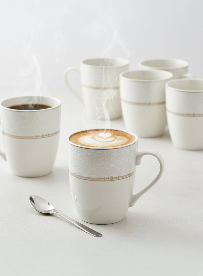 Shallow ISLA New Bone China Mug 355 ml – Classic White Coffee & Tea Mug for Daily Use, Brunch, Coffee Station, Ramadan, Eid, Diwali & Gifting (Set of 6) - Image 2