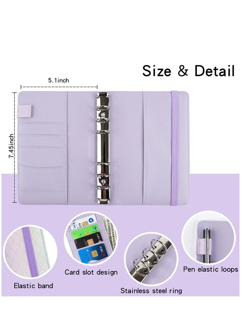 SYOSI A6 Gradient Color PU Budget Binder Set Money Saving Wallet Ring with Cash Envelopes Sheets and Label Stickers Planner Organizer Ideal for Travel or Work  - Image 3