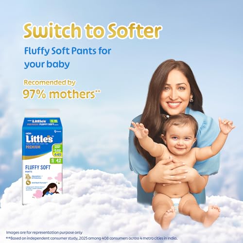 Little's Baby Pants Diapers with Wetness Indicator and 12 Hours Absorption, Small (S), 4-8 kg, 42 Count - Image 2