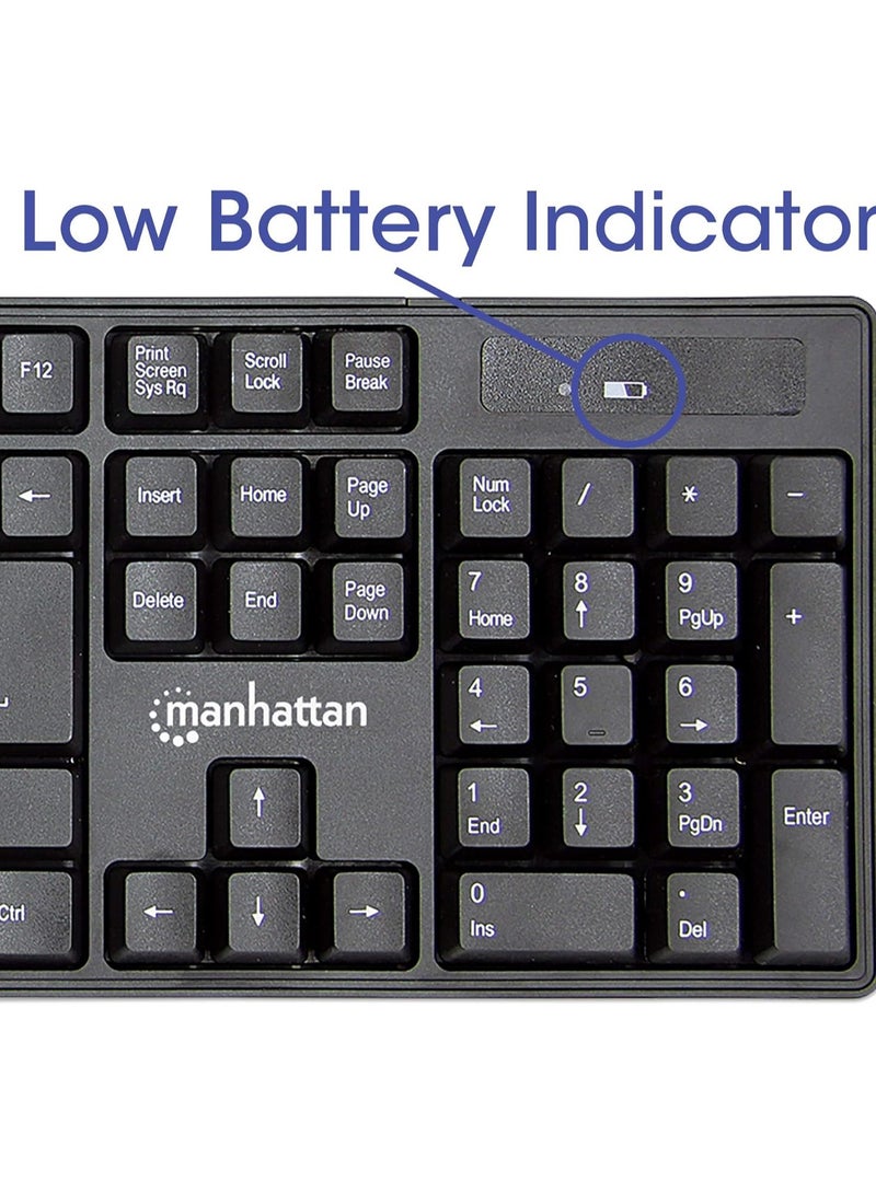 Manhattan Wireless Keyboard and Optical Mouse Set - 178990 - Black - Image 4