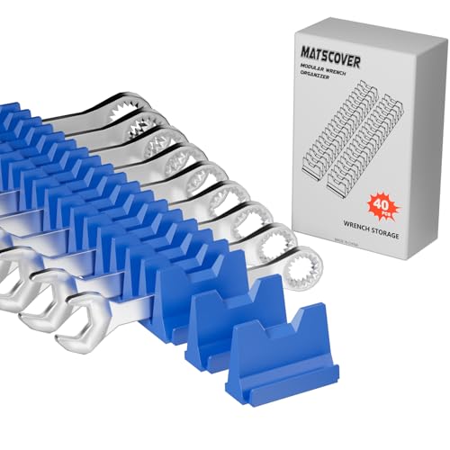 Matscover 40PCS Modular Wrench Organizer Wrench Holder Wrench Tool Organizers for Tool Drawer Storage Wrench Storage Set with Metric SAE Label Wrench Rack Tool Gift for Professional Mechanics Men Blue - Image 1