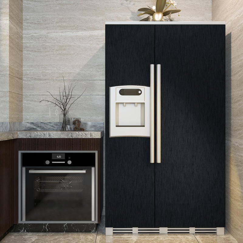 CRE8TIVE Thick Black Stainless Steel Contact Paper for Appliances Brushed Metallic Black Wallpaper Peel and Stick Heat Resistant Removable Wallpaper for Kitchen Dishwasher Fridge Oven Cabinets 12"x80" - Image 3