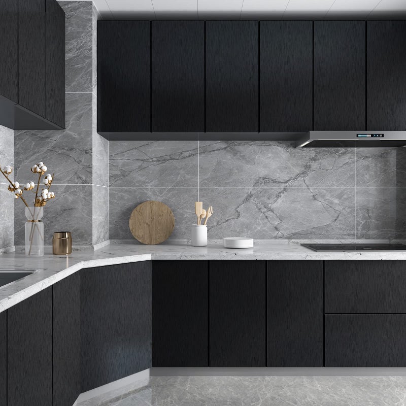 CRE8TIVE Thick Black Stainless Steel Contact Paper for Appliances Brushed Metallic Black Wallpaper Peel and Stick Heat Resistant Removable Wallpaper for Kitchen Dishwasher Fridge Oven Cabinets 12"x80" - Image 5