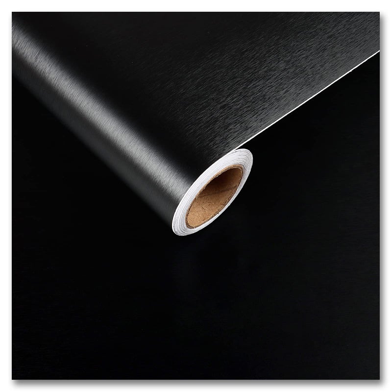 CRE8TIVE Thick Black Stainless Steel Contact Paper for Appliances Brushed Metallic Black Wallpaper Peel and Stick Heat Resistant Removable Wallpaper for Kitchen Dishwasher Fridge Oven Cabinets 12"x80" - Image 1