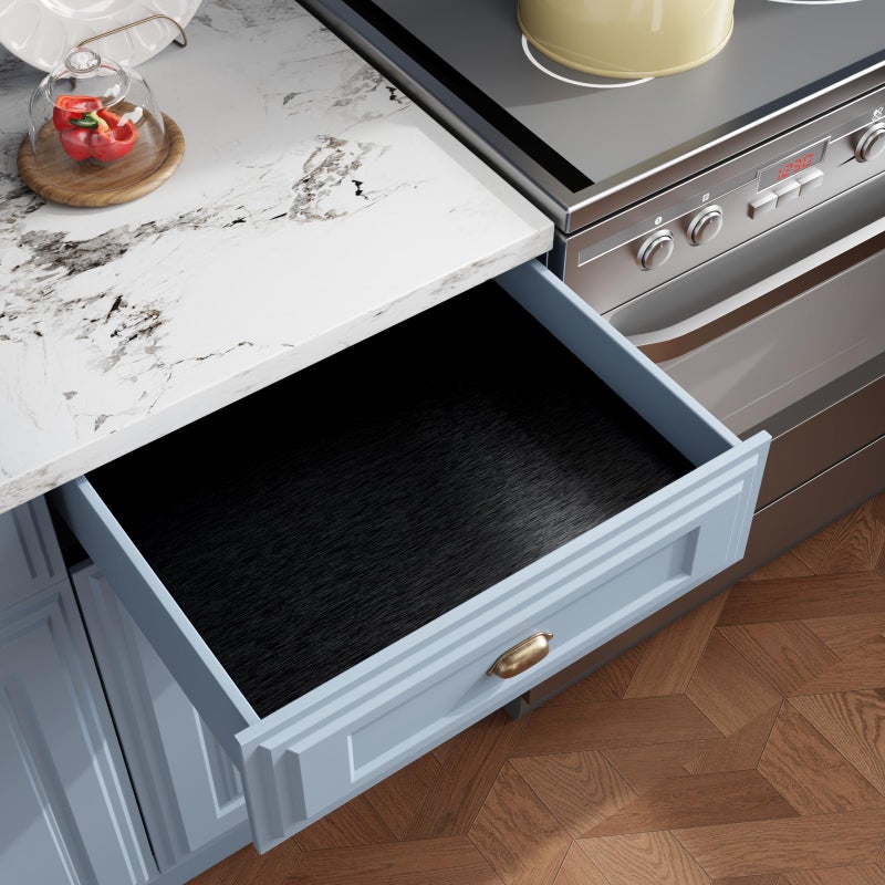 CRE8TIVE Thick Black Stainless Steel Contact Paper for Appliances Brushed Metallic Black Wallpaper Peel and Stick Heat Resistant Removable Wallpaper for Kitchen Dishwasher Fridge Oven Cabinets 12"x80" - Image 4
