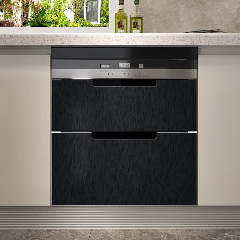 CRE8TIVE Thick Black Stainless Steel Contact Paper for Appliances Brushed Metallic Black Wallpaper Peel and Stick Heat Resistant Removable Wallpaper for Kitchen Dishwasher Fridge Oven Cabinets 12"x80" - Image 2