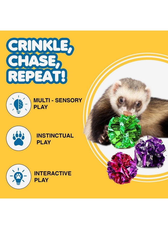 SunGrow Ferret Mylar Crinkle Balls, for Exercise to Keep Fit, Lightweight, Multicolor Shiny Foil with Crinkly Sound for Indoor Pet (12 pcs) - Image 3