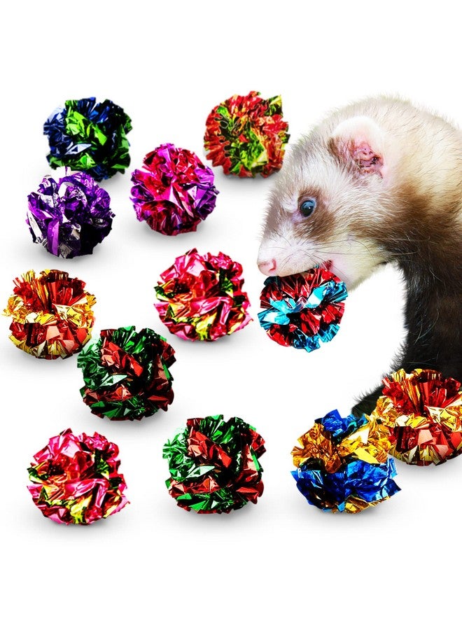 SunGrow Ferret Mylar Crinkle Balls, for Exercise to Keep Fit, Lightweight, Multicolor Shiny Foil with Crinkly Sound for Indoor Pet (12 pcs) - Image 1