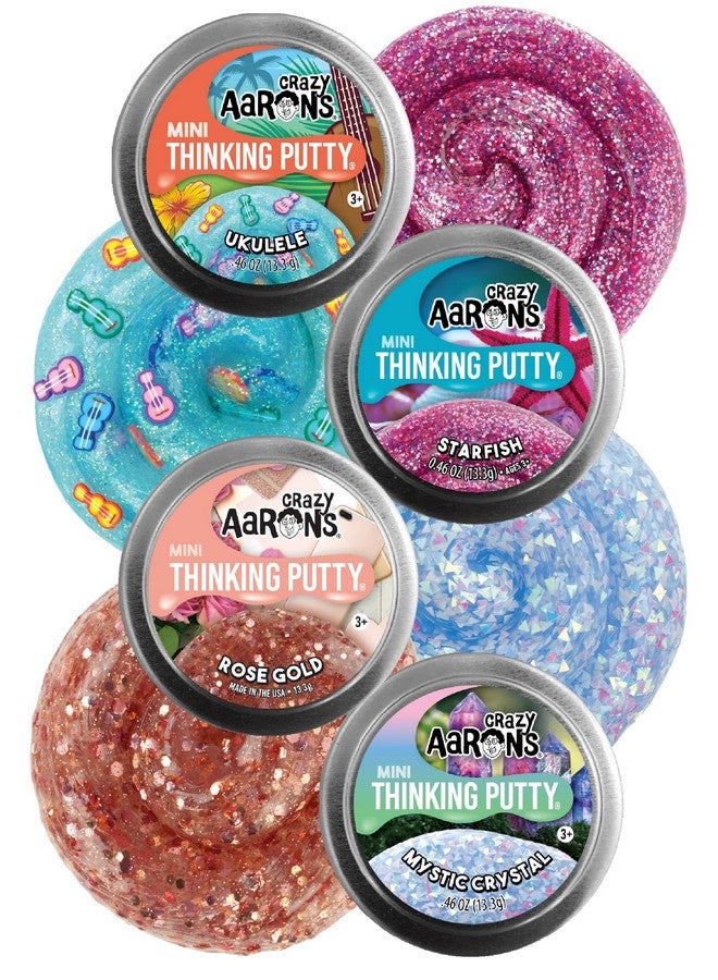 Matty's Toy Stop Crazy Aaron'S Putty Mini Tins Mystical Crystal, Ukulele, Starfish & Rose Gold Gift Set Bundle - 4 Pack (13.3G Each) - Image 1