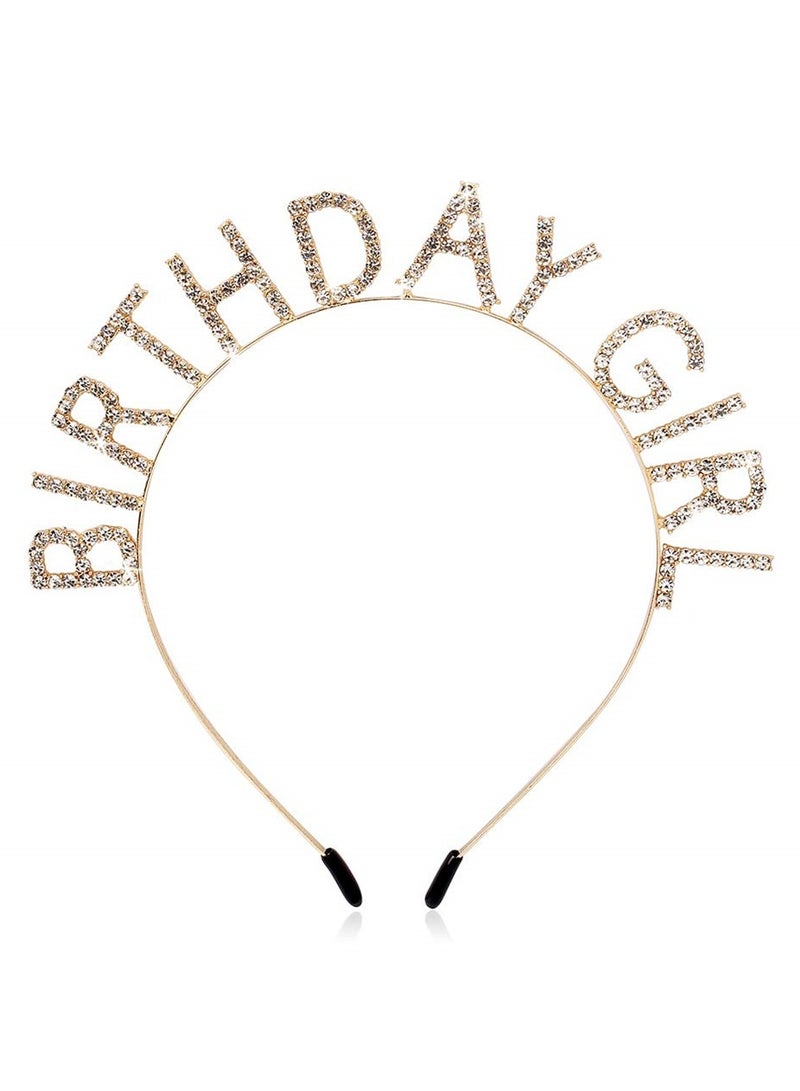SYOSI Birthday girl headband lady birthday headdress happy birthday jewelry gold - Image 1