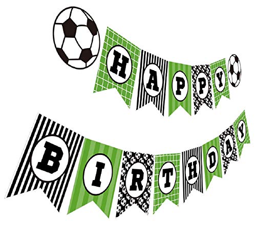 Silvima Soccer Birthday Banner Soccer Theme Happy Bday Bunting Sign Soccer Party Decoration - Image 1