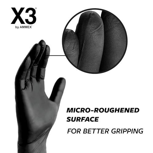 X3 Black Nitrile Gloves for Cooking Food Prep, Disposable, Latex Free, 3 Mil, Powder-Free, Textured, Large, Case of 1000 - Image 4