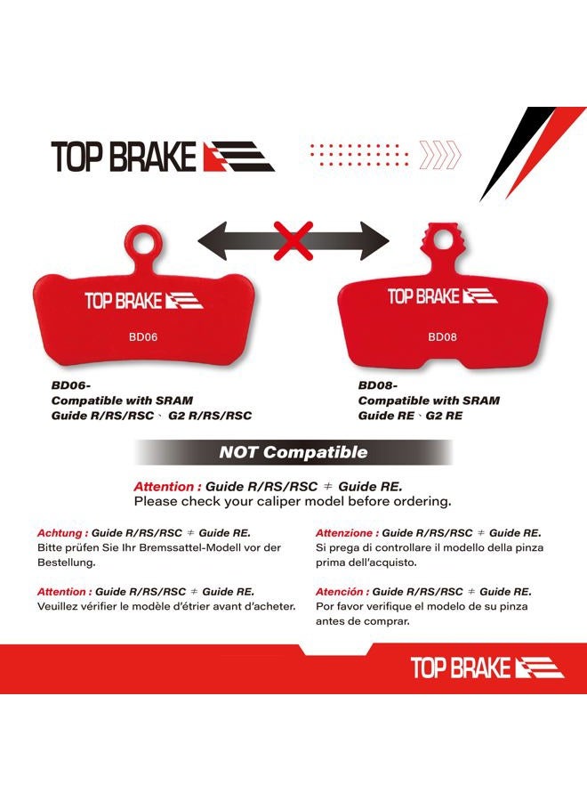 Top Brake Brake Pads for Electric Disc Brakes for AVID SRAM Code R/RE/RSC Guide RE | E-Bikes, E-MTB, Bicycle Parking, E-Bike Mix, Premium E+ Version, Gold (PIN Included) - Image 2