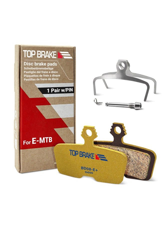 Top Brake Brake Pads for Electric Disc Brakes for AVID SRAM Code R/RE/RSC Guide RE | E-Bikes, E-MTB, Bicycle Parking, E-Bike Mix, Premium E+ Version, Gold (PIN Included) - Image 1