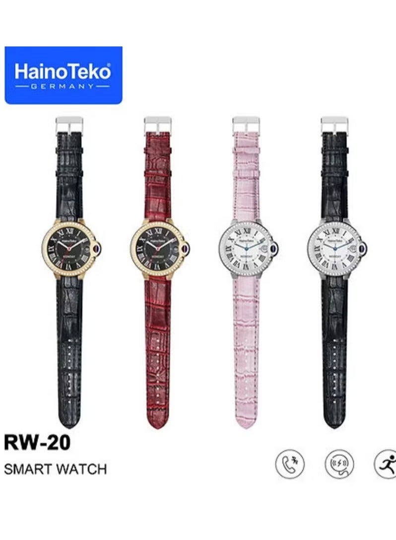 Haino Teko Germany RW 20 Diamond Edition Classic Round Smartwatch for Women & Girls – Elegant Red Design, Two Set Straps, Health & Fitness Tracking, Bluetooth Connectivity, Stylish & Durable - Image 1
