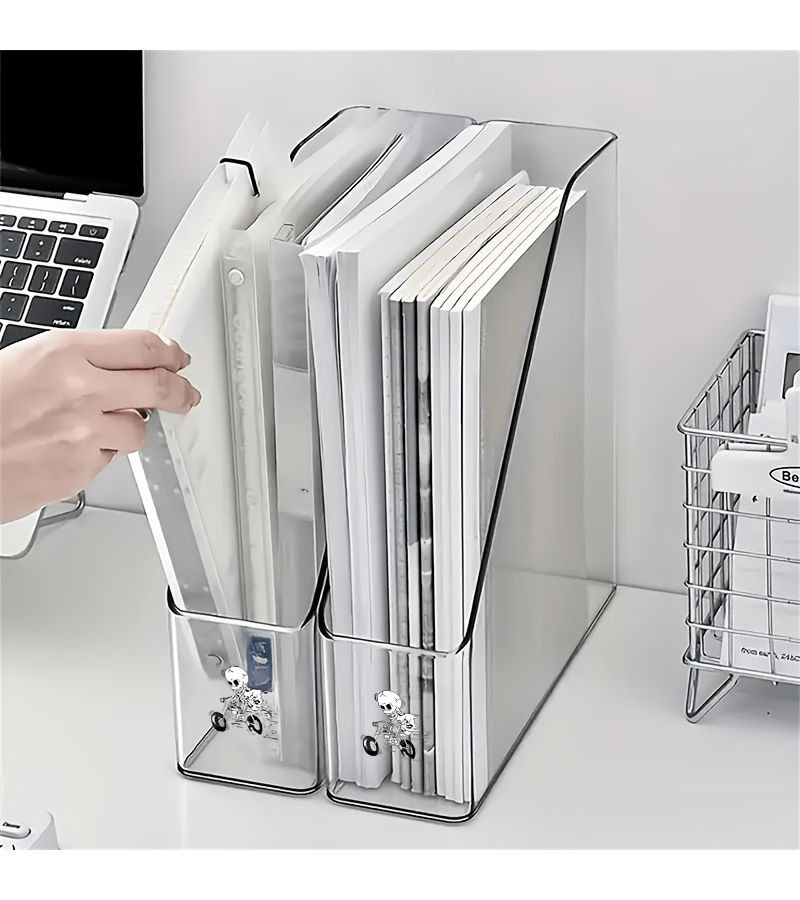1pc Transparent Color Skeleton Motorcycle Pattern File Rack Office Storage Organizer Holder For Home And Kitchen Supplies - Image 4