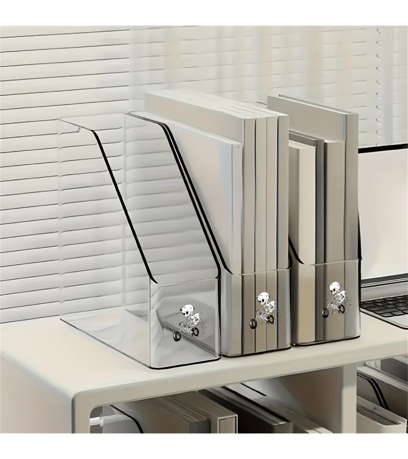 1pc Transparent Color Skeleton Motorcycle Pattern File Rack Office Storage Organizer Holder For Home And Kitchen Supplies - Image 3