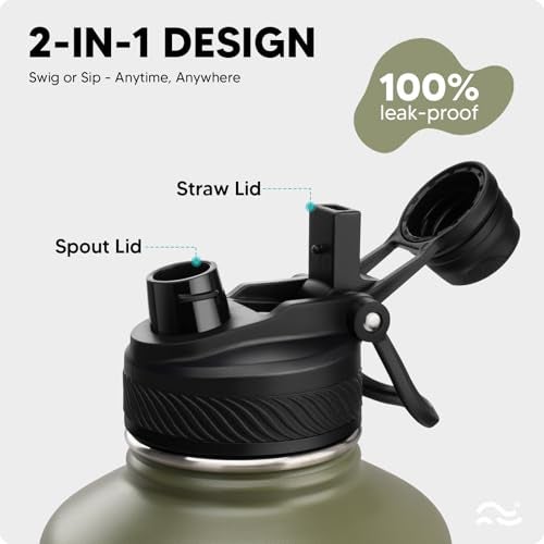 Swigina 2IN1 LID 64 oz Insulated Water Bottle with Silicone Boot 48hrs Cold24hrs Hot DIY Stickers Leakproof BPA Free Half Gallon - Image 3