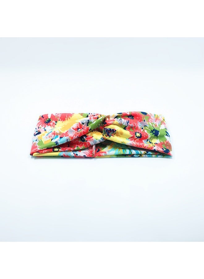 Generic 4-piece printed knitted polyester cotton headband, cross sport elastic headband, women's knotted headband, hair accessories in multiple colors  - Image 5