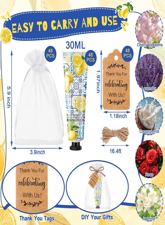 Swiffen 48 Sets Lemon Baby Shower Favors for Guests Capri Lemon Hand Creams Baby Shower Gifts Bulk Body Lotion Thank You Gift Travel Size with Bags Tags for Birthday Wedding Gender Reveal - Image 2
