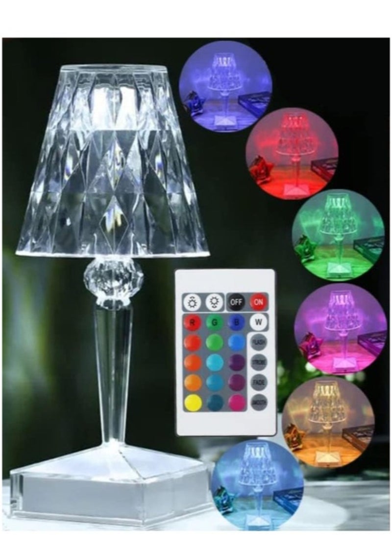 Crystal Table Desk Shade Lamp RGB Dimmable Touch Control USB Rechargeable Acrylic Decorative Nightstand Light With Remote For Living Room Bedroom - Image 1