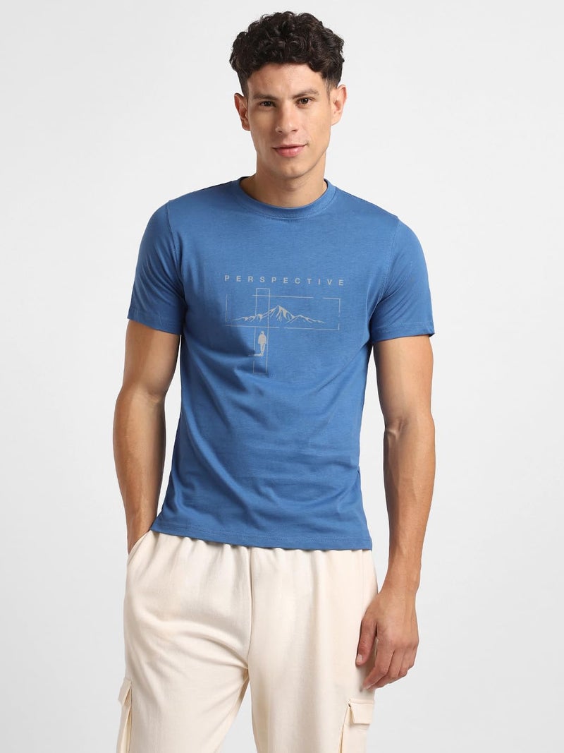 NOBERO Men's Blue Graphic Printed T-Shirt - Image 2