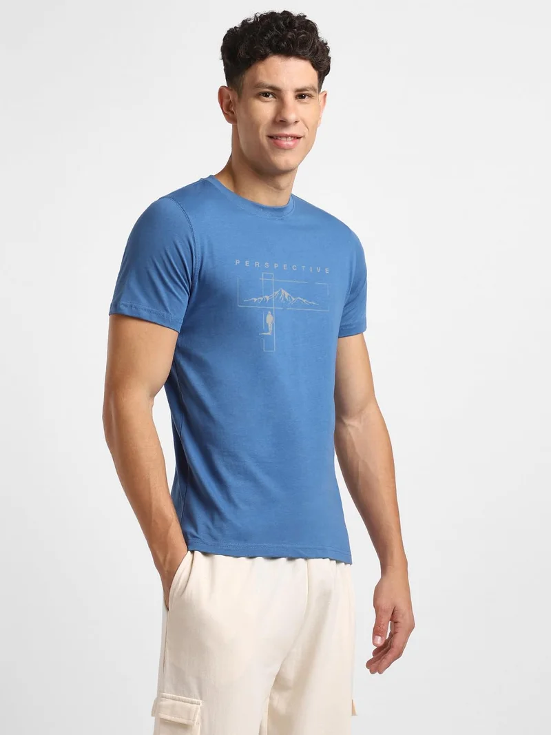 Nobero  Men's Blue Graphic Printed T-Shirt for Men | Best Price UAE