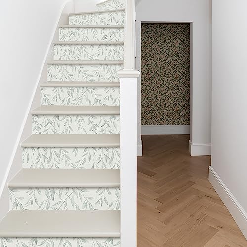 Sevalo Leaf Leaves Peel and Stick Wallpaper Boho Contact Paper for Cabinets and Drawer Greenery Contact Paper for Walls Self-Adhesive Removable Wallpaper Bathroom Olive Farmhouse Nature17.3inW 78.7inL - Image 5