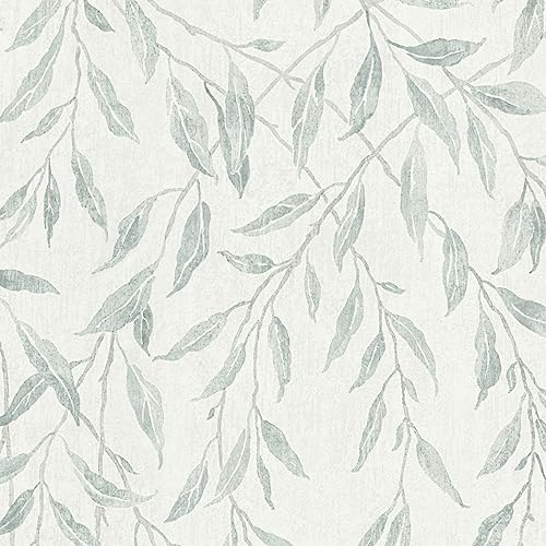 Sevalo Leaf Leaves Peel and Stick Wallpaper Boho Contact Paper for Cabinets and Drawer Greenery Contact Paper for Walls Self-Adhesive Removable Wallpaper Bathroom Olive Farmhouse Nature17.3inW 78.7inL - Image 1