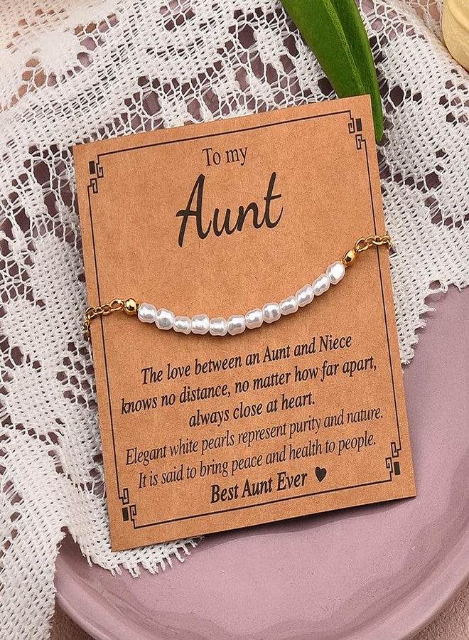 Sisadodo Aunt Christmas Birthday Gifts for Women Auntie To My Aunt Bracelets for Aunty Pearl Bracelet for Women Aunts Xmas Gifts from Niece Long Distance Gifts for Auntie Aunty Best Aunt Ever Gifts - Image 4