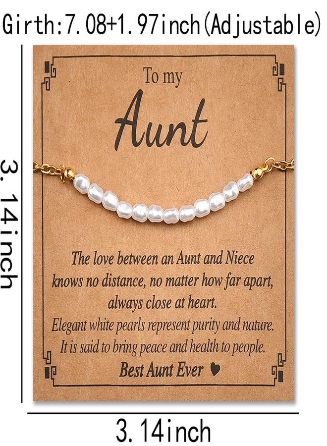 Sisadodo Aunt Christmas Birthday Gifts for Women Auntie To My Aunt Bracelets for Aunty Pearl Bracelet for Women Aunts Xmas Gifts from Niece Long Distance Gifts for Auntie Aunty Best Aunt Ever Gifts - Image 2