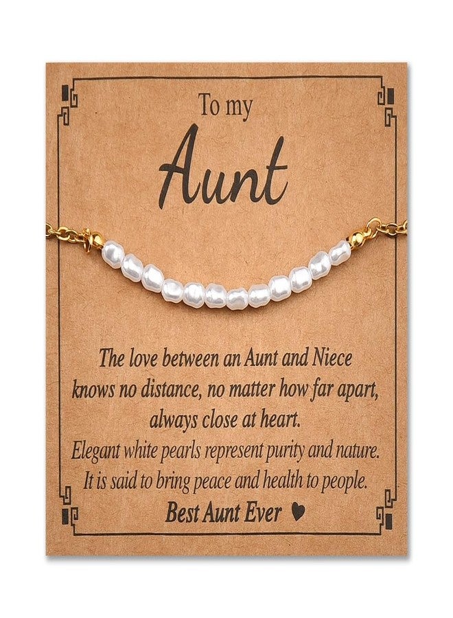 Sisadodo Aunt Christmas Birthday Gifts for Women Auntie To My Aunt Bracelets for Aunty Pearl Bracelet for Women Aunts Xmas Gifts from Niece Long Distance Gifts for Auntie Aunty Best Aunt Ever Gifts - Image 1