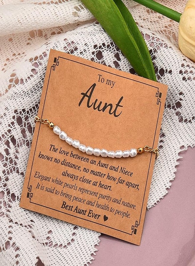 Sisadodo Aunt Christmas Birthday Gifts for Women Auntie To My Aunt Bracelets for Aunty Pearl Bracelet for Women Aunts Xmas Gifts from Niece Long Distance Gifts for Auntie Aunty Best Aunt Ever Gifts - Image 3